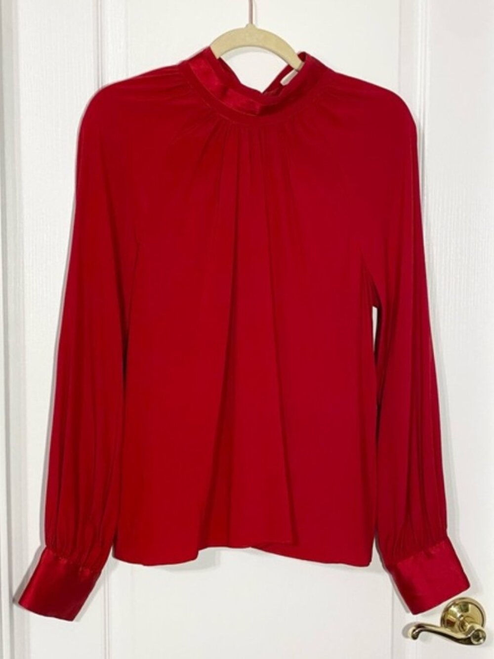 Ramy Brook Red Silk Tie-Back Blouse